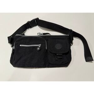 Kipling Black Nylon Fanny Pack Waist Bag Multi-Pocket Travel Belt Bag Adjustable